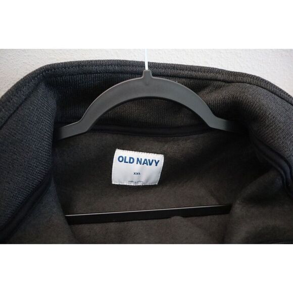 Old Navy 476545 Men's Sz 2XL Panther Gray Ribbed 1/4 Zip Fleece Pullover Sweater - Picture 3 of 7